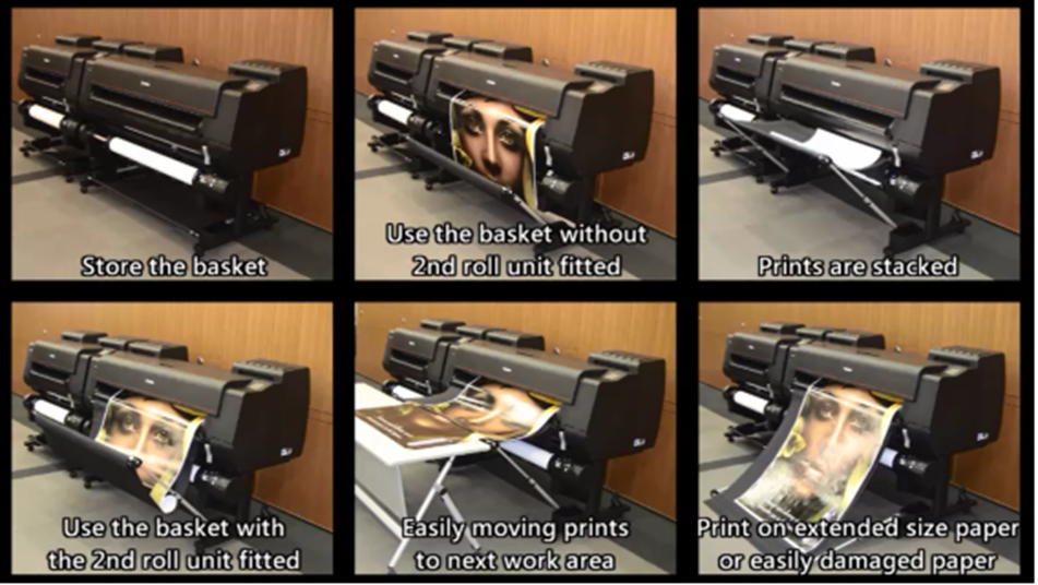 Another excellent, ease-of-use boosting feature of Canon’s ImagePROGRAF Pro Series printers: the stacking catch-basket